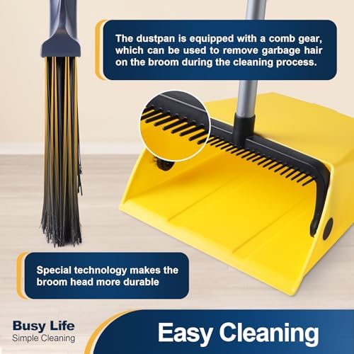Yocada Commercial Broom and Dustpan Set with Comb Commercial Outdoor Indoor