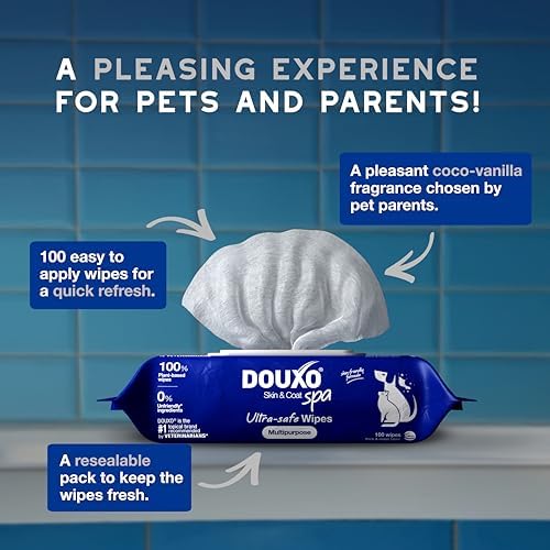 DOUXO SPA Dog Wipes for Paws, Butts, Tear Stains and Cleaning, 100 Wipes