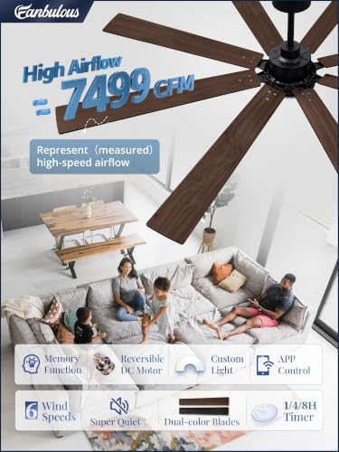Fanbulous 72 Inch Ceiling Fans with Lights DC Motor, Remote & APP Control