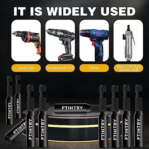 FTIHTRY 1/4”Magnetic Extension Socket Drill Bit Holder, 60mm 100mm 150mm Long(2.36-6"), 9pcs Screwdriver Extension, Quick-Change Hex Shank Set