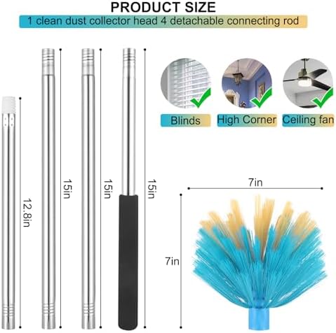 Cobweb Duster with Extension Pole，Adjustable 57" Spider Web Brush with Pole