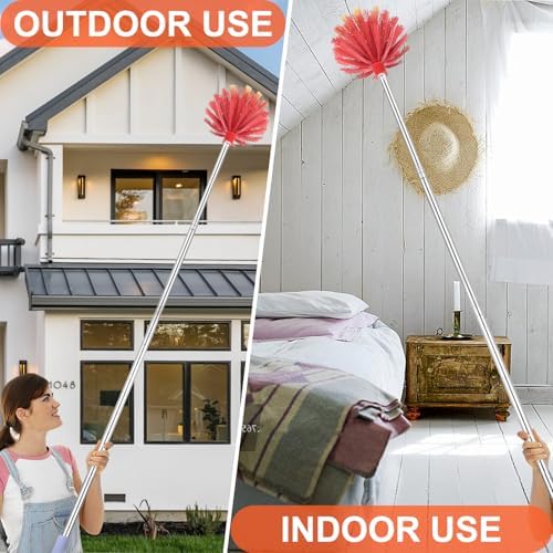 Cobweb Duster with Extension Pole, 59" Adjustable Spider Web Brush