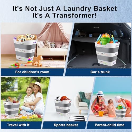 Collapsible Laundry Basket 42L Foldable Pop-Up Clothes Hamper for Dorm