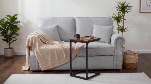AMHANCIBLE C Shaped End Table Set of 2, Couch Side Table that Slide Under