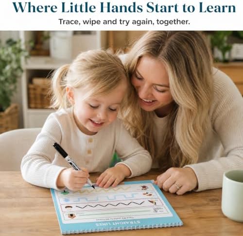 Fun Preschool Workbooks for Kids Age 3-5 - Reusable Dry Erase Tracing Books