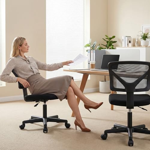 OLIXIS Armless Home Office Chair, Ergonomic Small Desk Chair
