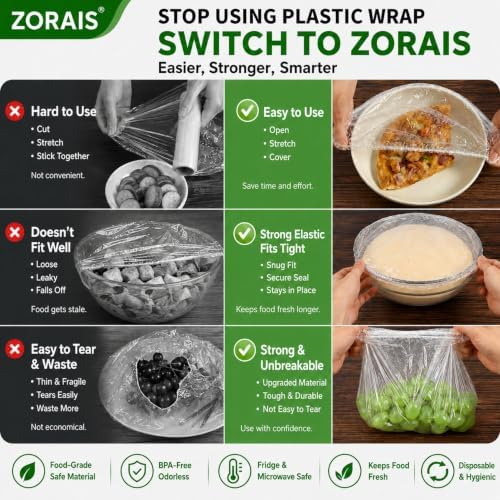 200PCS Plastic Bowl Covers, 2 Sizes Bowl Covers for Bread Proofing