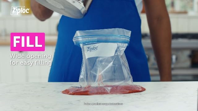 Ziploc Quart Food Storage Bags, Stand-Up Bottom, 80 Count