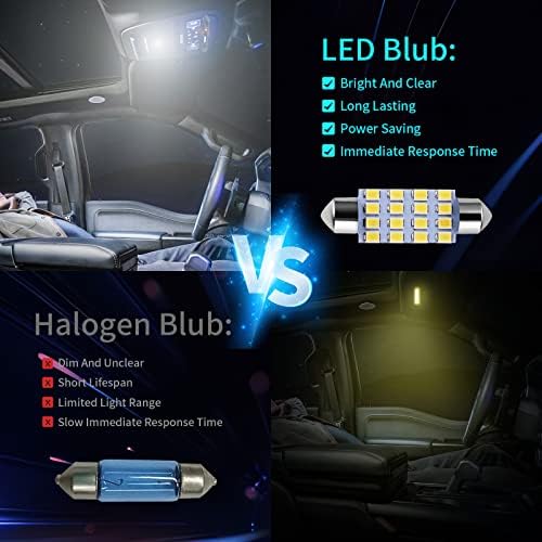 Zakolak 42 Pieces Interior Car Lights, Super Bright White Dome Map Tail Cab Lights Bulb Kit Set , DE3175 T10 31mm 41mm 194 LED Bulb for Your Trucks Width Lamp(White)