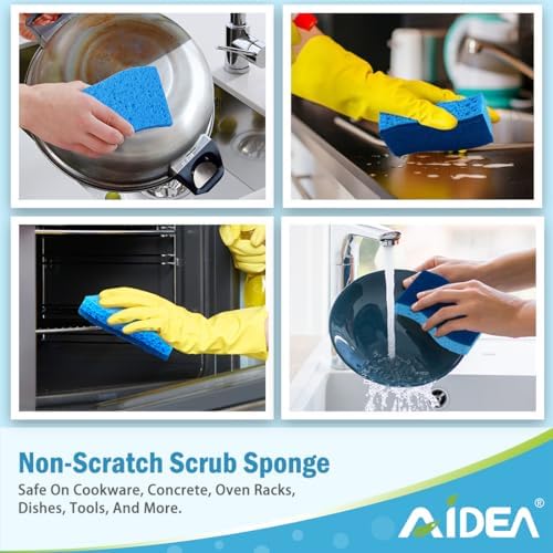 AIDEA Non Scratch Scrub Sponge-24Count, Sponges Kitchen, Sponges for Dishes