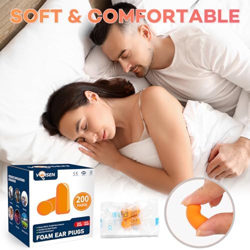 VOISEN Foam Ear Plugs,200 Pairs Ear Plugs for Sleeping