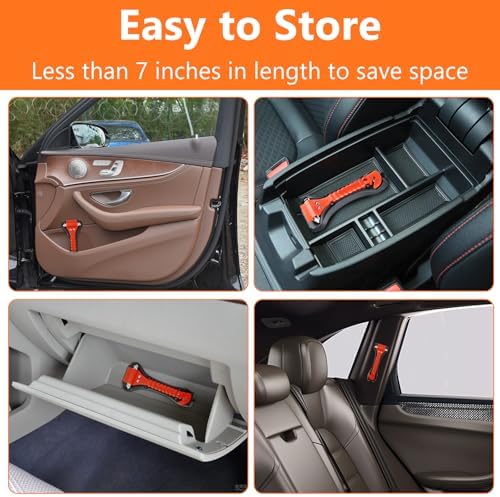 BFXM Car Window Breaker Hammer and Seat Belt Cutter 2-in-1, 2 Packs