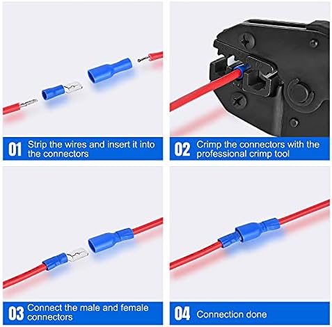 Nilight 540PCS Mixed Quick Disconnect Insulated Crimp Electrical Terminals