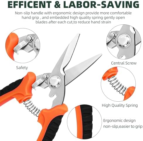 EWPJDK 3 Pack Garden Pruning Shears Scissors Clippers Stainless Steel