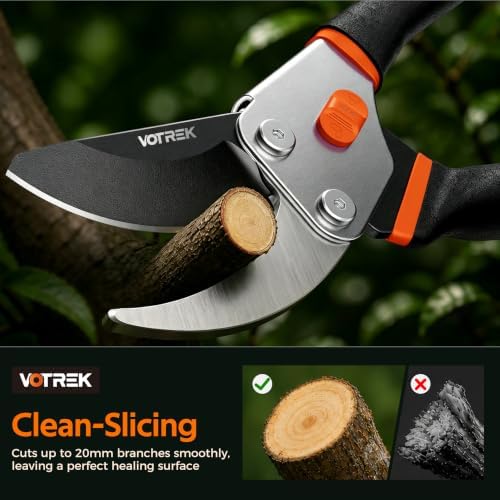 8.5" Bypass Pruning Shears, Jam-Proof Spring Clippers for branches