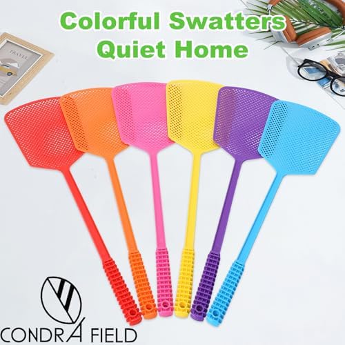 Fly Swatter,Plastic Flyswatters Multi-Pack,6 Bulk Vibrant Colorful Fly Killer,Long Handle Bug Swatter for Indoor and Outdoor