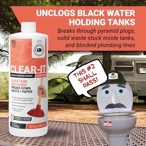 Unique Clear-It Liquid RV Black Tank Unclogger, 32 oz