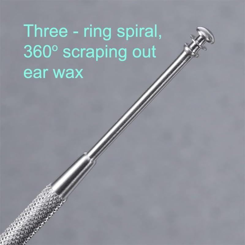 2 Pack - Stainless Steel Ear Spoon Portable Double-Ended Ear Pick Ear Wax Removal Tools Cleaning Ear Cleaner Spoon Spiral Ear Clean Tool