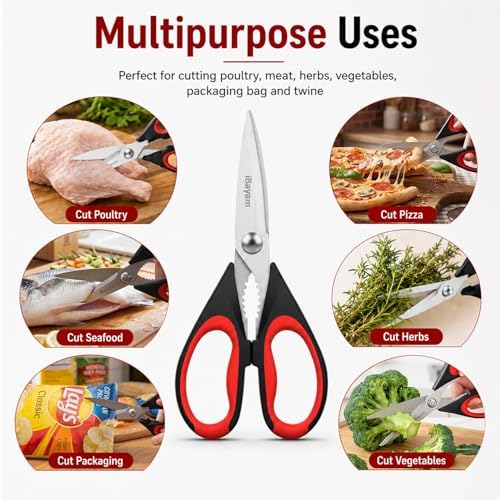 iBayam 3-Pack 8.7" Kitchen Scissors All Purpose Heavy Duty Shears w/Sheath