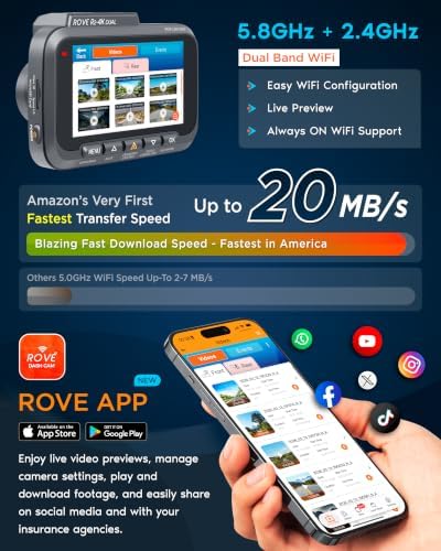 ROVE R2-4K Dual Dash Cam Front and Rear, STARVIS 2 Sensor, Free 128GB Card