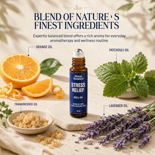 Stress Relief Essential Oil Roll-On 10 ml for Aromatherapy and Relaxation
