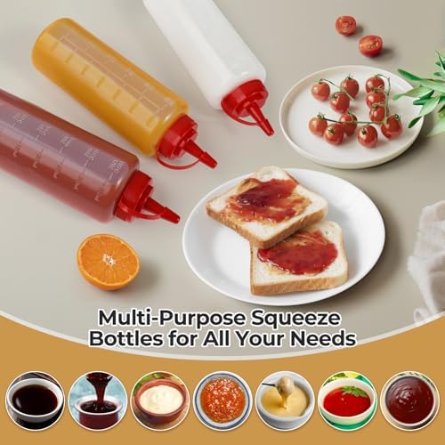 3 Pack 12 oz Condiment Squeeze Bottles, Leakproof Flip Top BPA Free Bottle