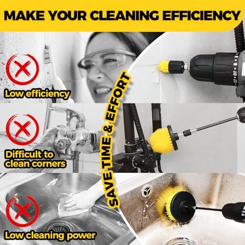 Holikme 8Piece Drill Brush Attachment Set - Power Scrubber Cleaning Kit