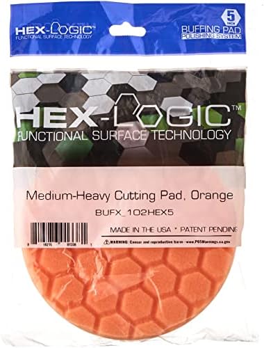 Chemical Guys, Hex-Logic Medium-Heavy Cutting Foam Pad, Orange, 5.5 inch