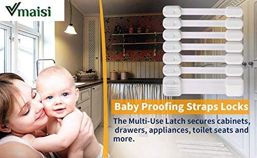 Vmaisi Multi-Use Adhesive Strap Locks for Baby Proofing Cabinets & Drawers