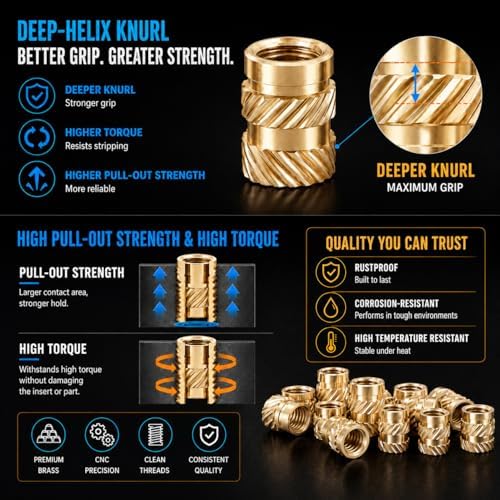 600+7Pcs Brass Threaded Inserts M2 M2.5 M3 M4 M5 M6 for 3D Printing