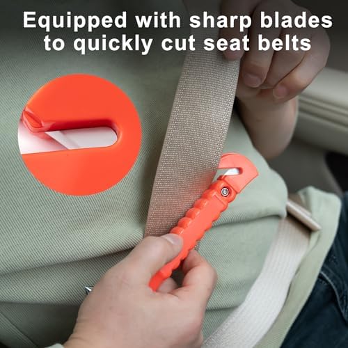 Car Window Breaker Hammer and Seat Belt Cutter 2-in-1，Emergency Escape Tool