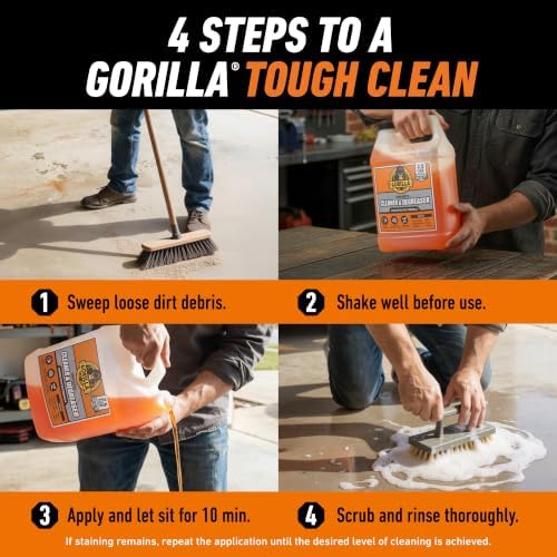 GORILLA Concrete Cleaner and Degreaser, Heavy Duty Concentrated, 64 Fl Oz