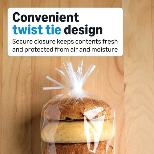 Amazon Basics Twist Tie Storage Bags, Gallon Size, Great for Bread and Rolls, 100 Count