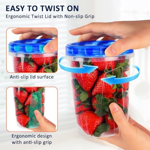 10 Pack 34oz Soup Freezer Storage Containers with Twist Lids for Meal Prep