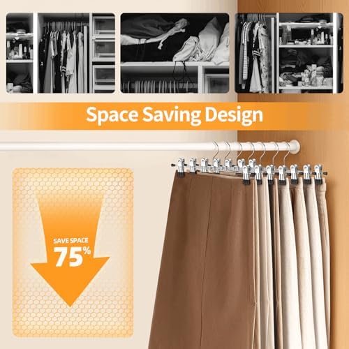 Pants Hangers with Clips Skirt Hangers for Women 10Pack
