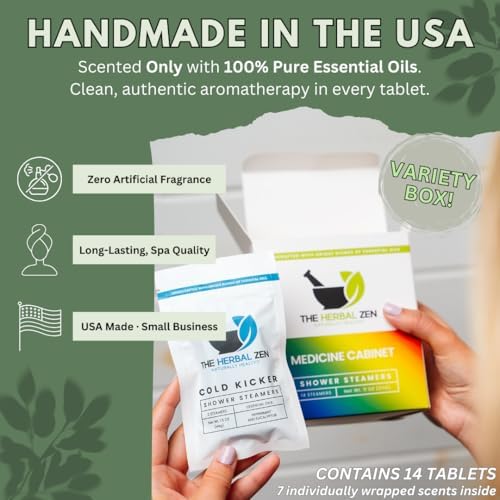 The Herbal Zen Shower Steamers Aromatherapy Pure Essential Oils - 14 Pack