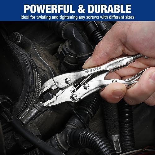 WORKPRO Locking Pliers, 4-inch Mini Curved Jaw Vice Grips pliers