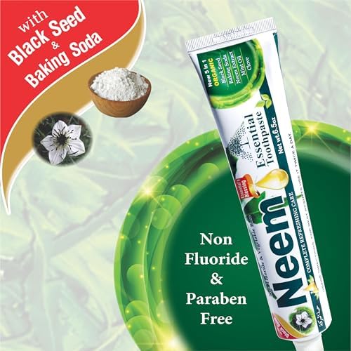 NEEM Essential Toothpaste - 6.53 oz Pack of 6 | New 5 in 1, Fluoride Free
