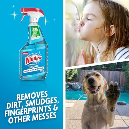 Windex Glass & Window Cleaner Spray Bottle, Original, 23 oz (6-Pack)
