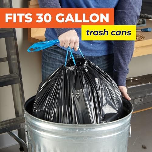 Hefty Essentials 30 Gallon Trash Bags, Black, Unscented, 56ct