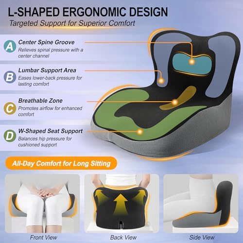Allaboutsla Car Seat Cushion with Lumbar Support Pillow, Car Back Support