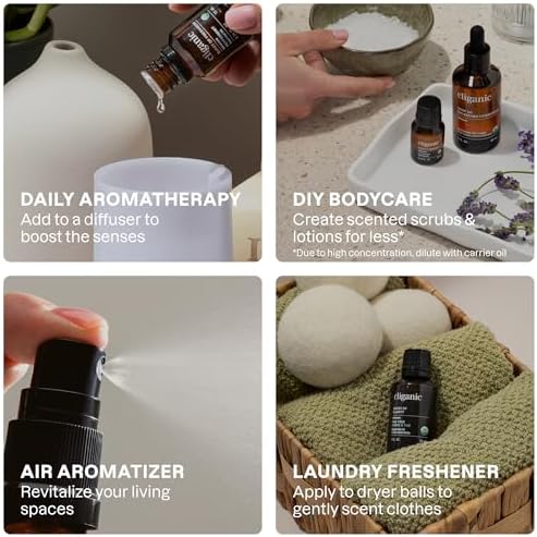 Cliganic Organic Essential Oils Set (Top 5 - The Classics) - 100% Pure Natural - Aromatherapy, Candle Making - Peppermint, Lavender, Eucalyptus, Lemongrass & Orange