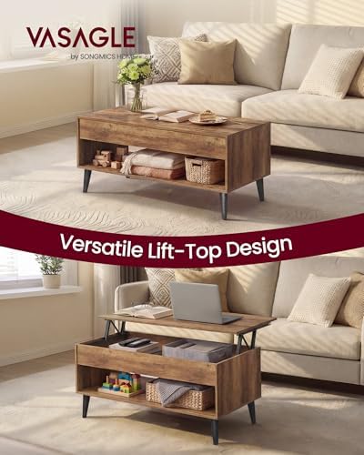 VASAGLE Lift Top Coffee Table with Hidden Storage, Gas Spring