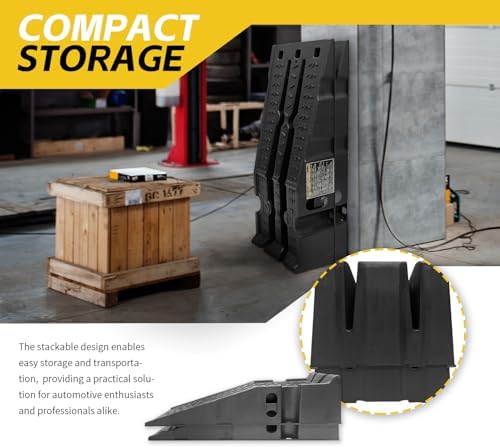 MaxxHaul 50947 Lift Stackable Vehicle Car Ramp 6500 LBS Capacity Per Pair 3250 LBS Per Ramp 2 Pack