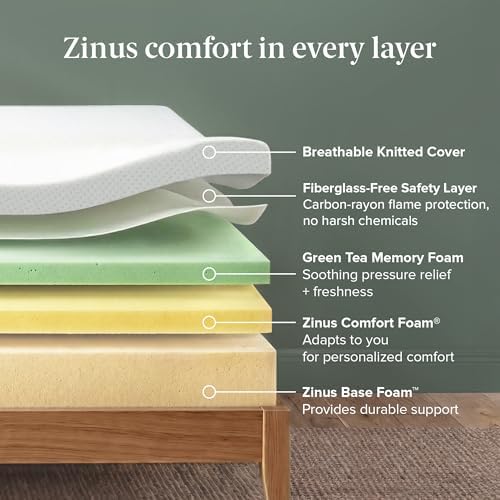 Zinus 6 Inch Full Green Tea Memory Foam Mattress, Medium Firm Feel