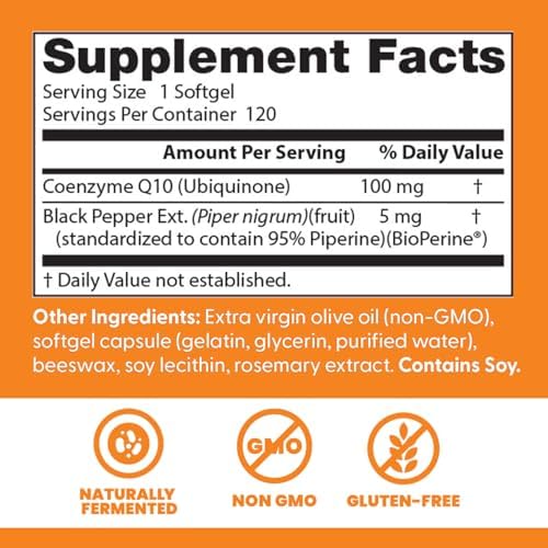 Doctor's Best High Absorption CoQ10 with BioPerine Supplement, 120 Softgels