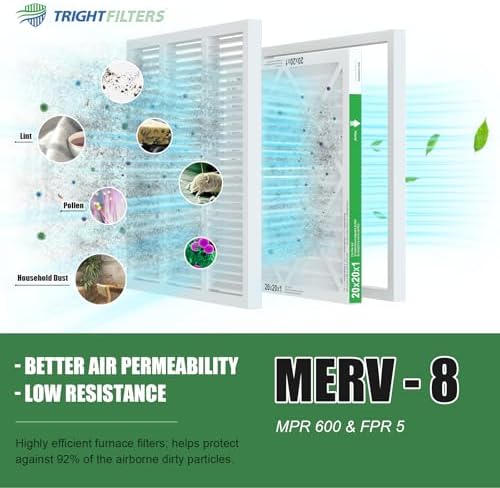 TRIGHTFILTERS 20x20x1 Air Filter 2 Pack, MERV 8 Filter Replacement