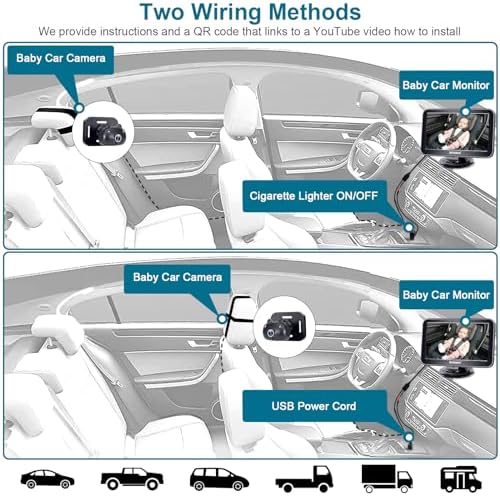 DoHonest Baby Car Camera 7-Inch: USB Plug-Play Easy Setup, 150° View
