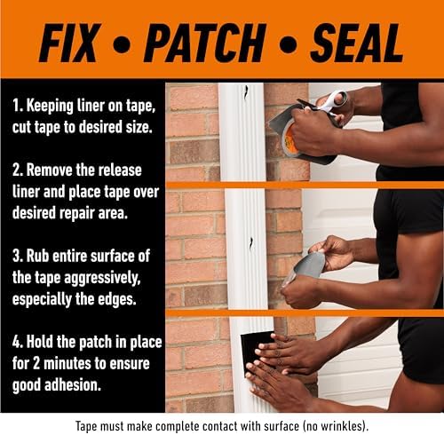 GORILLA Waterproofing Tape, Permanent, Black, 4" x 10', 1-Pack