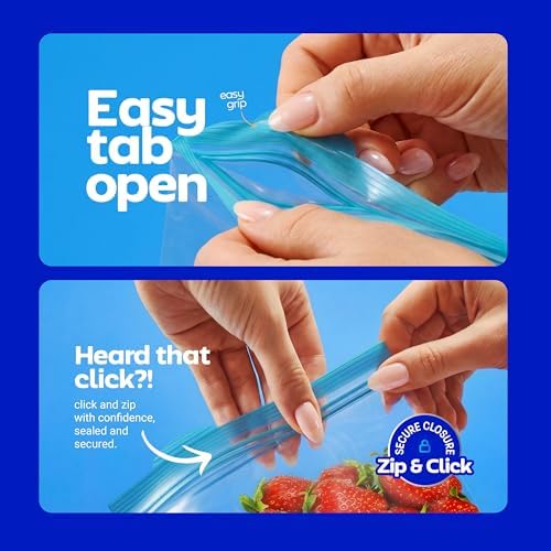 2 Gallon Freezer Storage Bags, 40 Count, Double Zipper Seal, Clear Plastic, Leak Proof, Extra Large Capacity for Bulk Storage, Meal Prep, Sous Vide